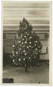 old photo of dressed up chrismas tree